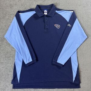 Tennessee Titans Reebok Polo Shirt Mens‎ XLT Blue Long Sleeve NFL Play Dry